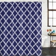 thumbnail image 3 of Quatrefoil Moroccan Pattern Waterproof Fabric Shower Curtain,Geometric Blue Morocco Waterproof Fabric Shower Curtain for Bathroom Curtains Bathtubs Hotel Shower Curtains with 12 Hooks Small 36x72in, 3 of 8