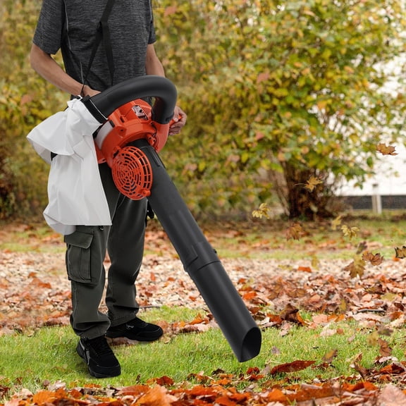 2-Stroke 25.4CC Gas Powered Leaf Blower, 2-in-1 Handheld Leaf Blower & Leaf Vacuum Mulcher, 275.45CFM Cordless Blower with Collection Bag for Lawn Yard Blowing Snow Dust Debris