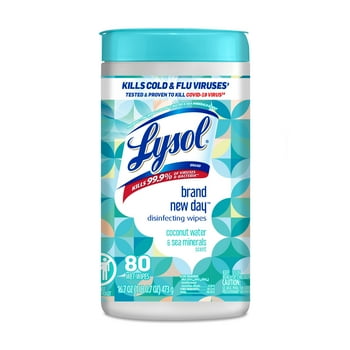 Lysol Disinfectant Wipes, Multi-Surface Antibacterial Cleaning Wipes, For Disinfecting and Cleaning, Brand New Day - Coconut & Sea Minerals, 80ct