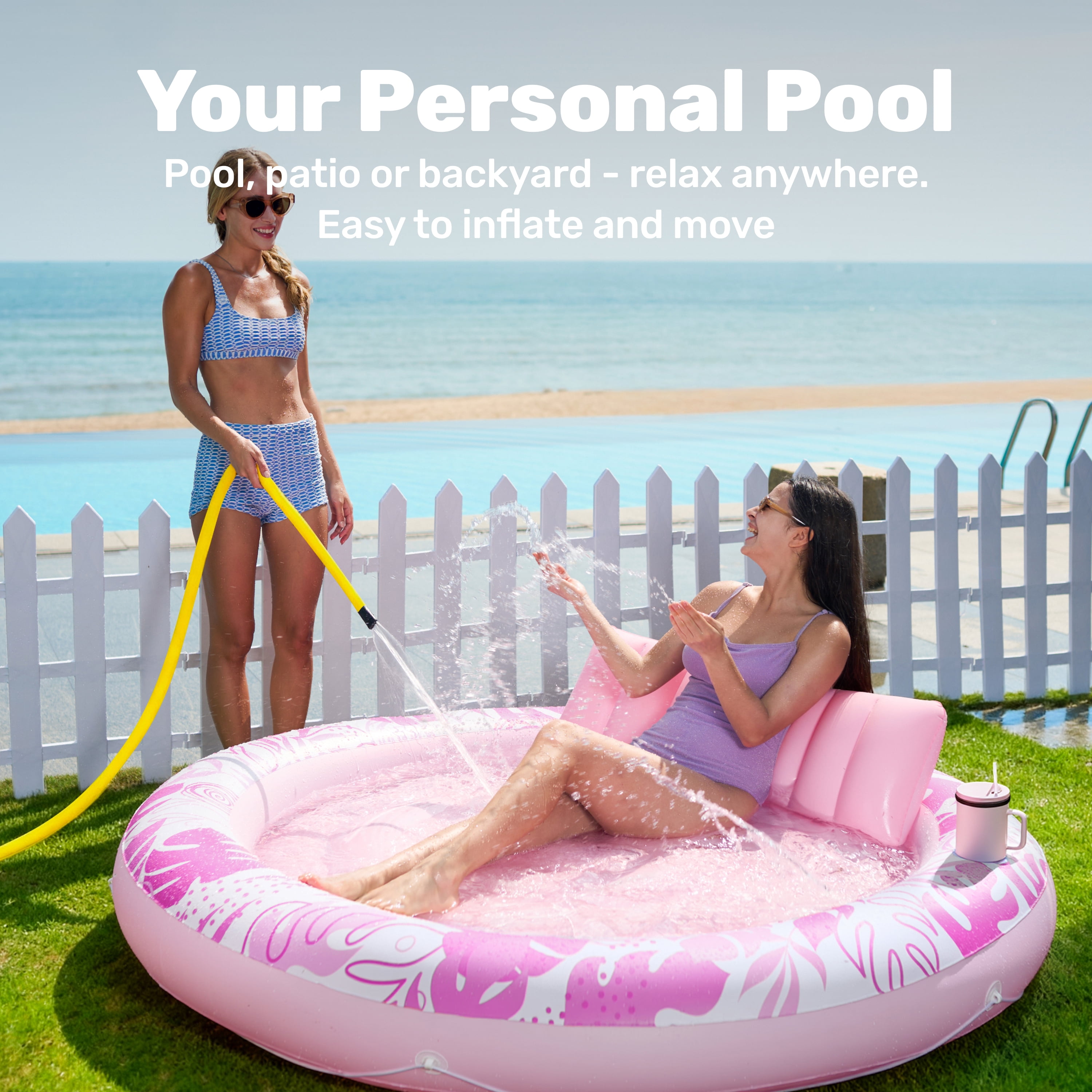 SLOOSH Inflatable Tanning Pool Lounger Float for Adults, 72" x 65" Large Suntan Tub Pool Floats Tanning Bed Blow up Pool Raft Lounge Floatie for Lake, Outdoor, Backyard, Swimming Pool