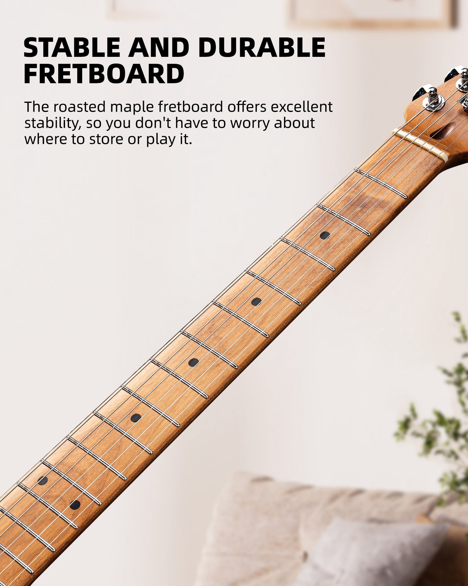 LEKATO Electric Guitar Kit Beginner 39 Inch Full Size Solid Body Guitar HSS for Starter Roasted Maple Neck Fretboard Stainless Steel Frets, 5W Mini Amp, Bag, Tuner, Capo, Strap, String, Picks
