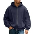 thumbnail image 4 of XIAONU Mens Hoodies Oversized Pockets Trendy Full Zip Hooded Sweatshirt Solid Color Loose Fi Long Sleeves Hoodie Casual Daily Wear, 4 of 5
