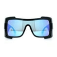 thumbnail image 3 of Super Loud Showy XL Oversized Thick Temple Wrap Shield Plastic Sunglasses [Black - Blue Mirror], 3 of 8