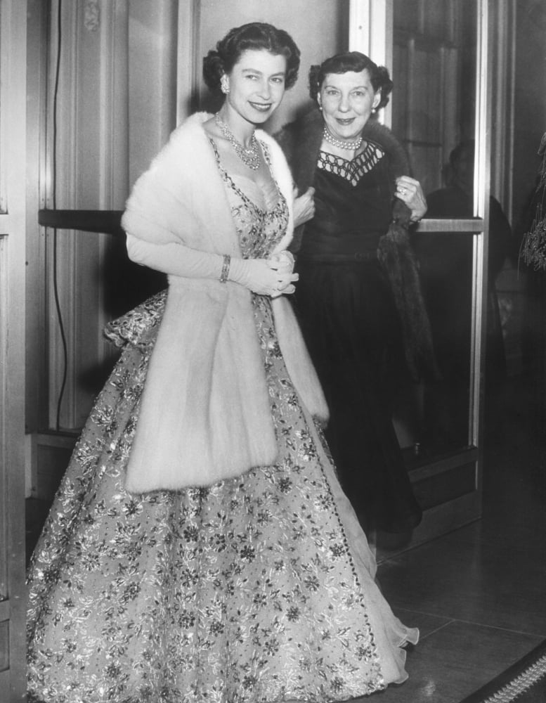 Queen Elizabeth Ii And Mamie Eisenhower In Evening Gowns At The British ...