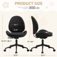 thumbnail image 3 of Furniliving Chenille Vanity Chair, Armless Swivel Office Chair with Wheels, Thick Cushion for Bedroom Home Office, Black, 3 of 9