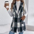 thumbnail image 4 of AUNVITO Women's Casual Plaid Double Breasted Sleeveless Vest Jacket Lightweight Quilted Faux Wool Waistcoat Autumn Winter Home Daily Wear, 4 of 9