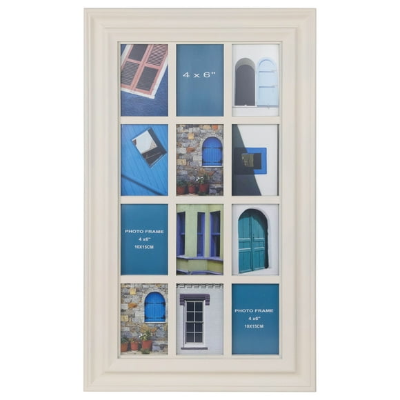 Northlight Weathered Windowpane Collage Picture Frame - for 4" x 6" Photos - 29" - Cream