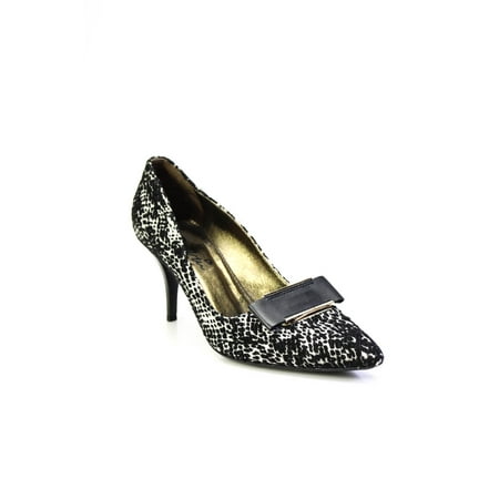 

Pre-owned|Lanvin Womens Pointed Toe Knitted Canvas Embellished Pumps Black White Size 39.5