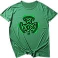 thumbnail image 1 of Pompotops Mode Femmes T-Shirt Décontracté Col Rond Imprimé Saint-Patrick Manches Courtes Ample Blouse, 1 of 3