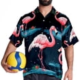 thumbnail image 4 of Flamingo Tropical Rainforest Men's Short Sleeve Beach Shirts Button Down Poplin Casual Printed Summer Unisex, 4 of 6