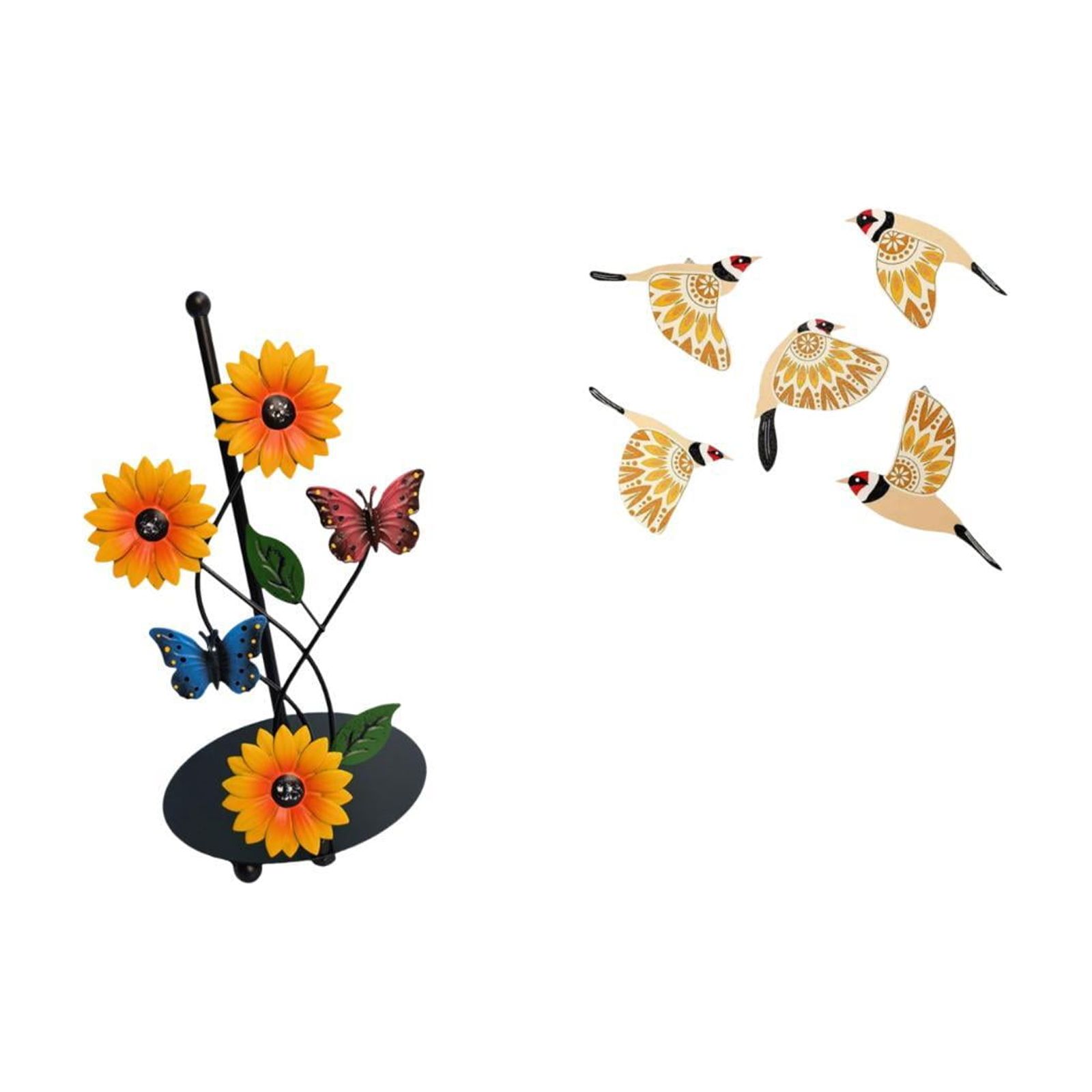 Fiocias Toilet Paper Holder Paper Towel Holder Countertop Kitchen Roll Holder Standing Wooden Bird Wall Art Iron And Wood Material Suitable for Kitchen Dining