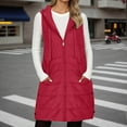 thumbnail image 5 of shqvo Women Long Vest Solid Color Sleeveless Hood Puffer Vest Zip up Winter Puffer Vest Outwear with Pockets Casual Lightweight Vest Coat, 5 of 7