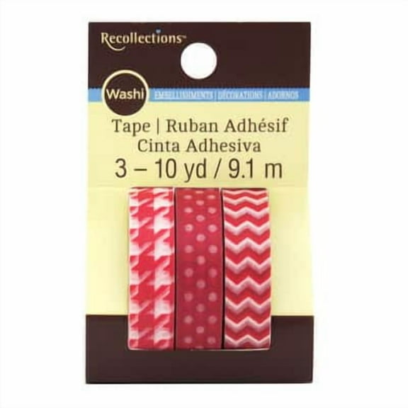 12 Packs: 3 ct. (36 total) Red Print Washi Tape by Recollections