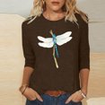 thumbnail image 1 of ICHUANYI Liquidación Camiseta holgada estampada a la moda para mujer Blusa de manga 3/4 de longitud media Blusa con cuello redondo Tops casuales ICHUANYI WER202308254382, 1 of 4