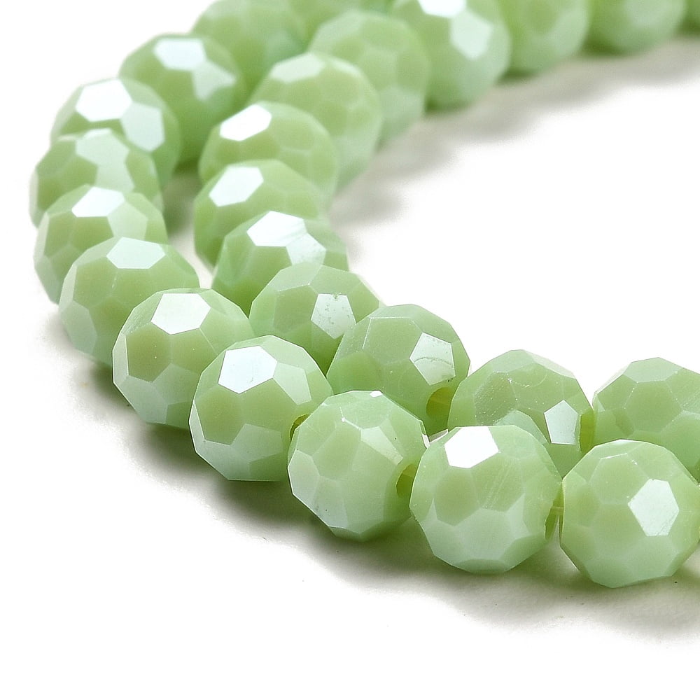 Opaque Glass Beads Stands AB Color Faceted(32 Facets) Round Light Green 6x5.5mm Hole: 1.2mm about 91~93pcs/strand 19.49~19.92 nch(49.5~50.6cm)