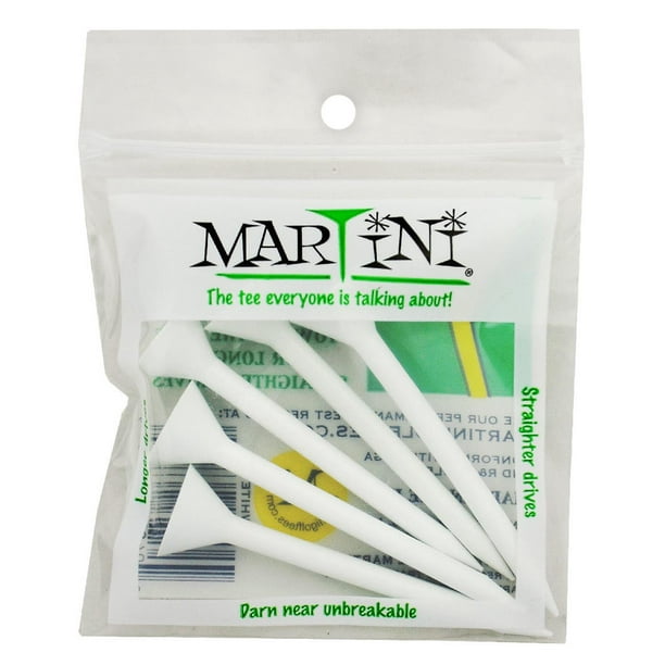 NEW Martini Golf 3 1/4" White Plastic Tees 4 Packs of 5 Tees (20 Count
