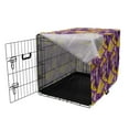 thumbnail image 3 of Geometric Dog Crate Cover, Memphis Style Funny Triangles Dots Zigzags Stars and Waves, Easy to Use Pet Kennel Cover for Medium Large Dogs, 35" x 23" x 27", Yellow Purple, by Ambesonne, 3 of 6