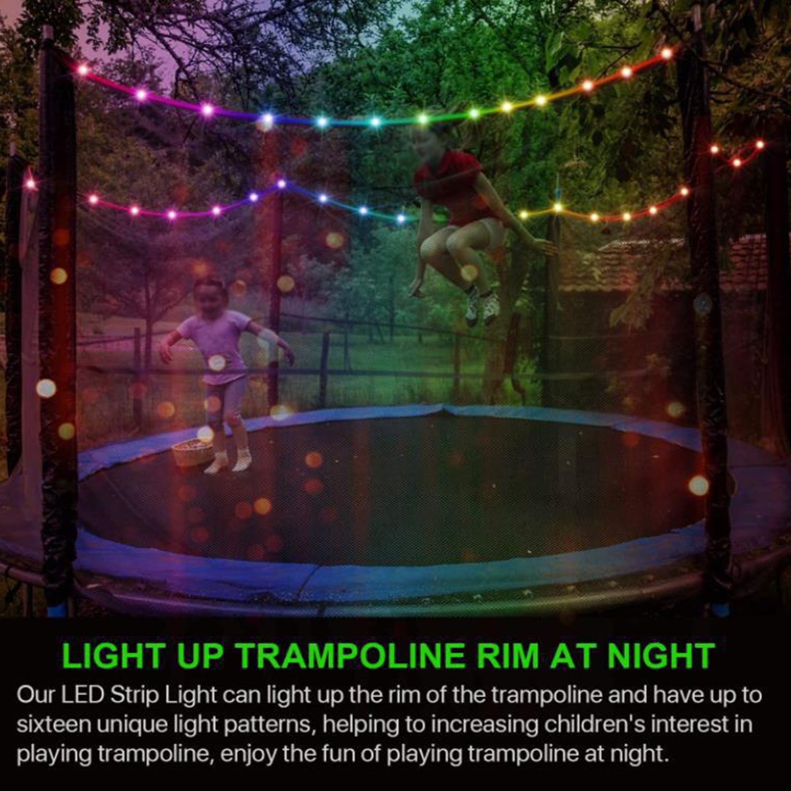 LED Trampoline Lights 32.8ft 120 Led Remote Control Trampoline Rim LED Light 16 Color Changing 8 Modes Bright to Play at Night Outdoors Waterproof Led Wire Light Trampoline Accessories 