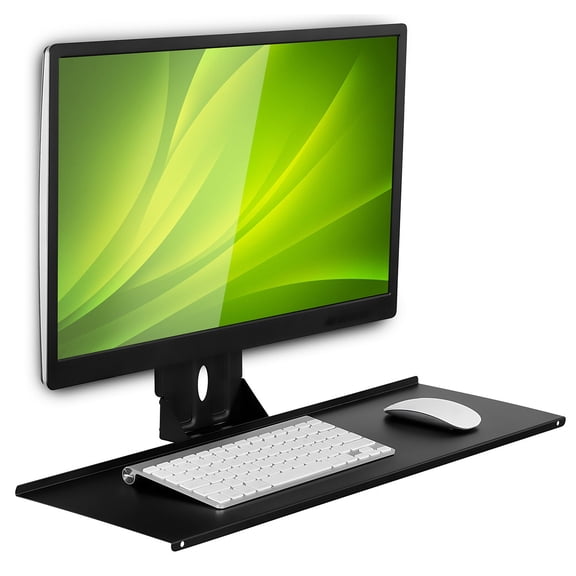 Mount-It! Monitor and Keyboard Wall Mount | Standing Workstation VESA Keyboard Tray Platform | 26 Inch Wide Platform