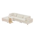 thumbnail image 2 of Sally Corduroy Polyester Upholstered Sectional Sofa 3 Seats W/ Ottoman White, 2 of 10