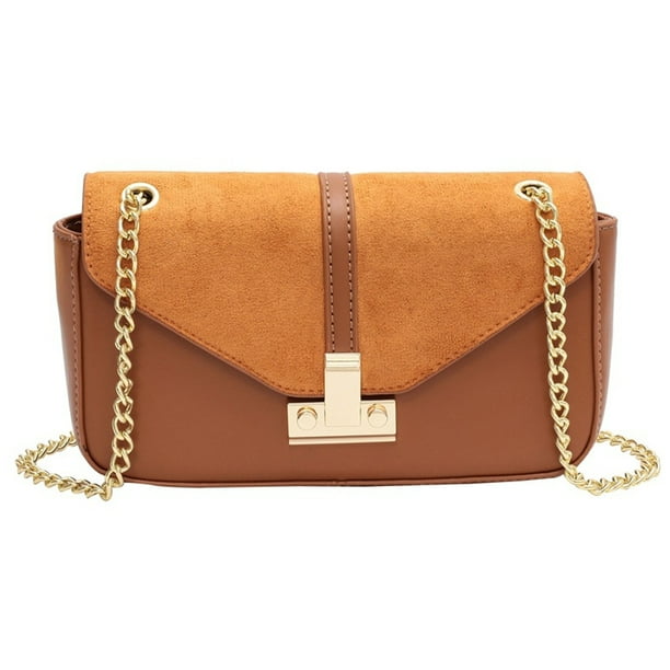 Mini bolso de hombro para mujer, suave, de moda, para viaje, con correa ajustable, color marrón:;:;