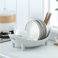 thumbnail image 3 of Compact Multi-Purpose Dish Drying Rack with Drainage, Space-Saving Tableware Organizer for Plates, Bowls and Glasses, Detachable Basket Design for Easy Cleaning, Plastic Drainer, 16*11*5in, B, 3 of 6