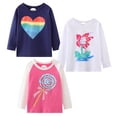 thumbnail image 6 of HILEELANG Girls Long Sleeve Graphic T-Shirts, 3-Pack Soft Cotton Crewneck Tees with Rainbow Heart, Floral and Lollipop Prints, Sizes 2T-12, 6 of 6