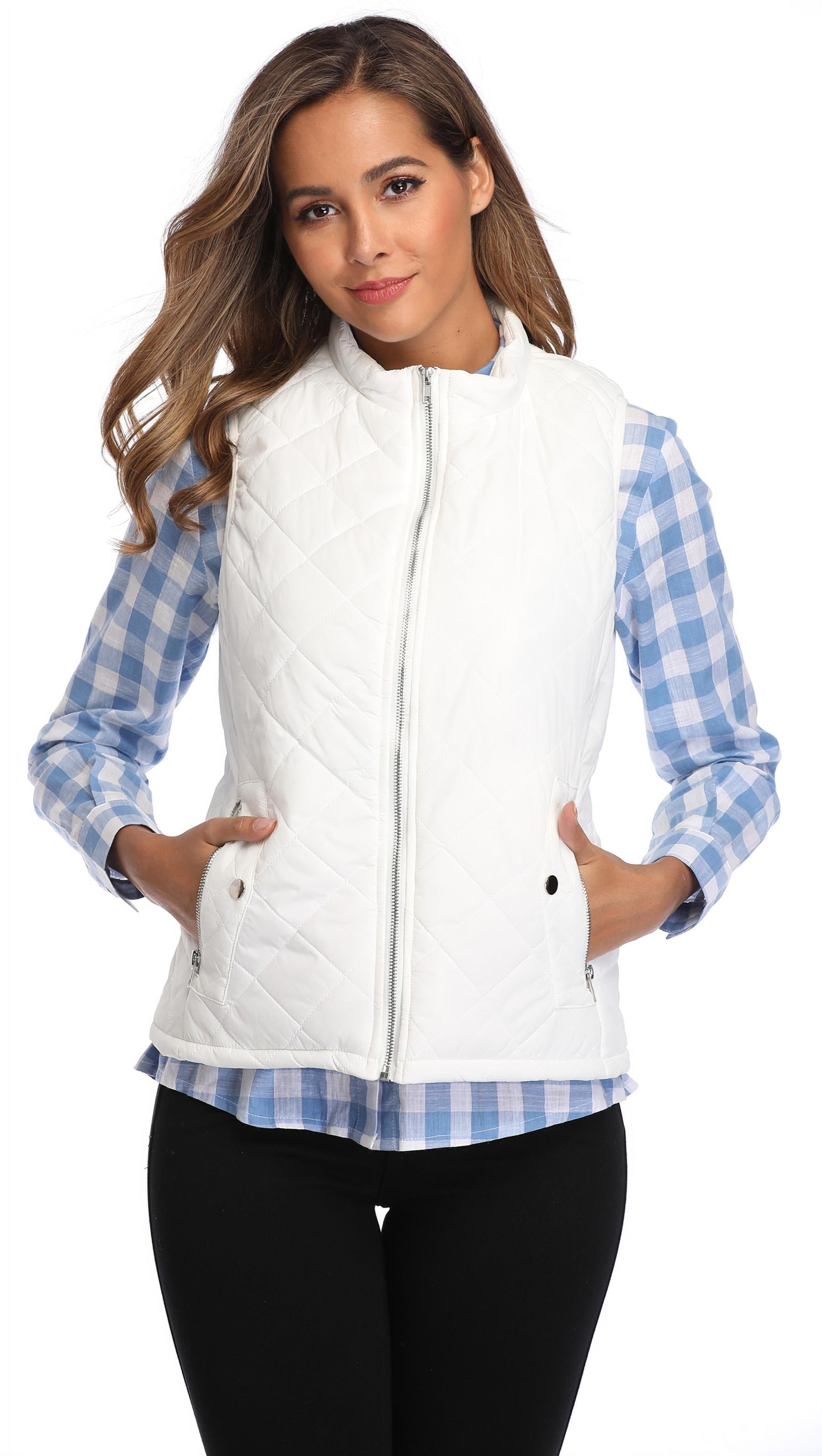 Dilgul Women Padded Vest Stand Collar Zip Up Puffer Lightweight Quilted Vest 
