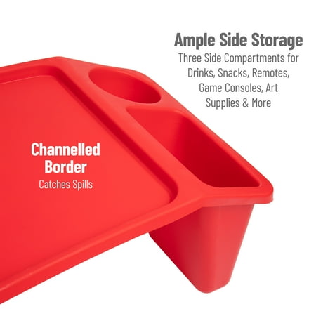 Mind Reader - Kids Lap Desk, Activity Tray, Drawing, Stackable, Portable, Plastic, 22.25"L x 10.75"W x 8.5"H, Set of 2 - Red