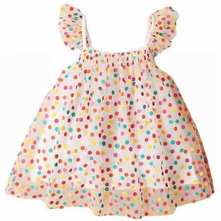 

Toddlers Girls Baby Spring Autumn Casual Children Sleeveless Polka Dot Printed Sling Princess Dress Child Sundress Streetwear Kids Dailywear Outwear