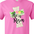 thumbnail image 4 of Inktastic He is Risen Cross with Script and Flowers T-Shirt, 4 of 5