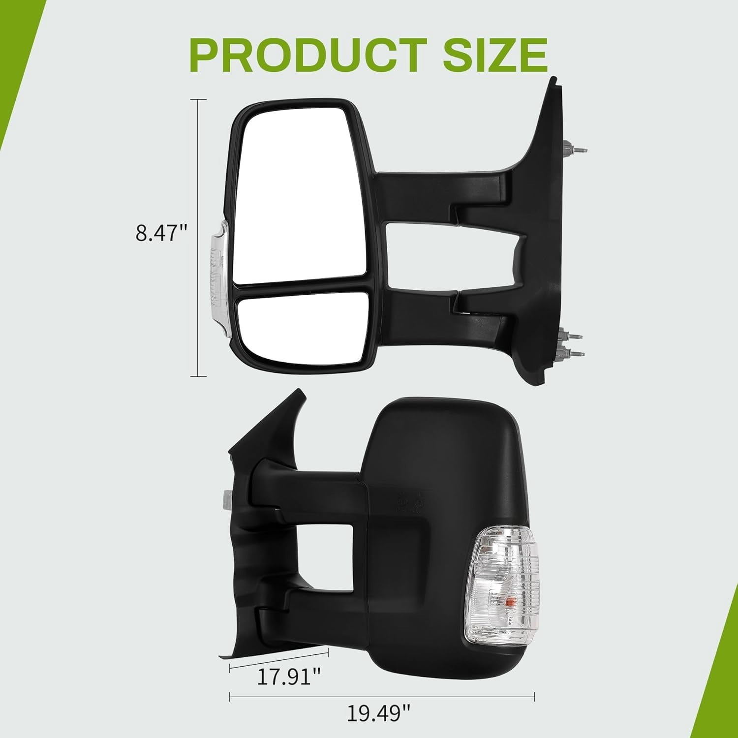 LEDKINGDOMUS Left Side Passenger Mirror Compatible with 2015-2023 Ford Transit 250 350 Power Heated Mirror, Door mirror with Amber Turn Light
