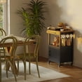 thumbnail image 4 of Rolling Kitchen Island ,Lofka Microwave Cart with Storage Drawer and Cabinet, Towel Rack, Hooks, Black(Isla de cocina rodante), 4 of 8