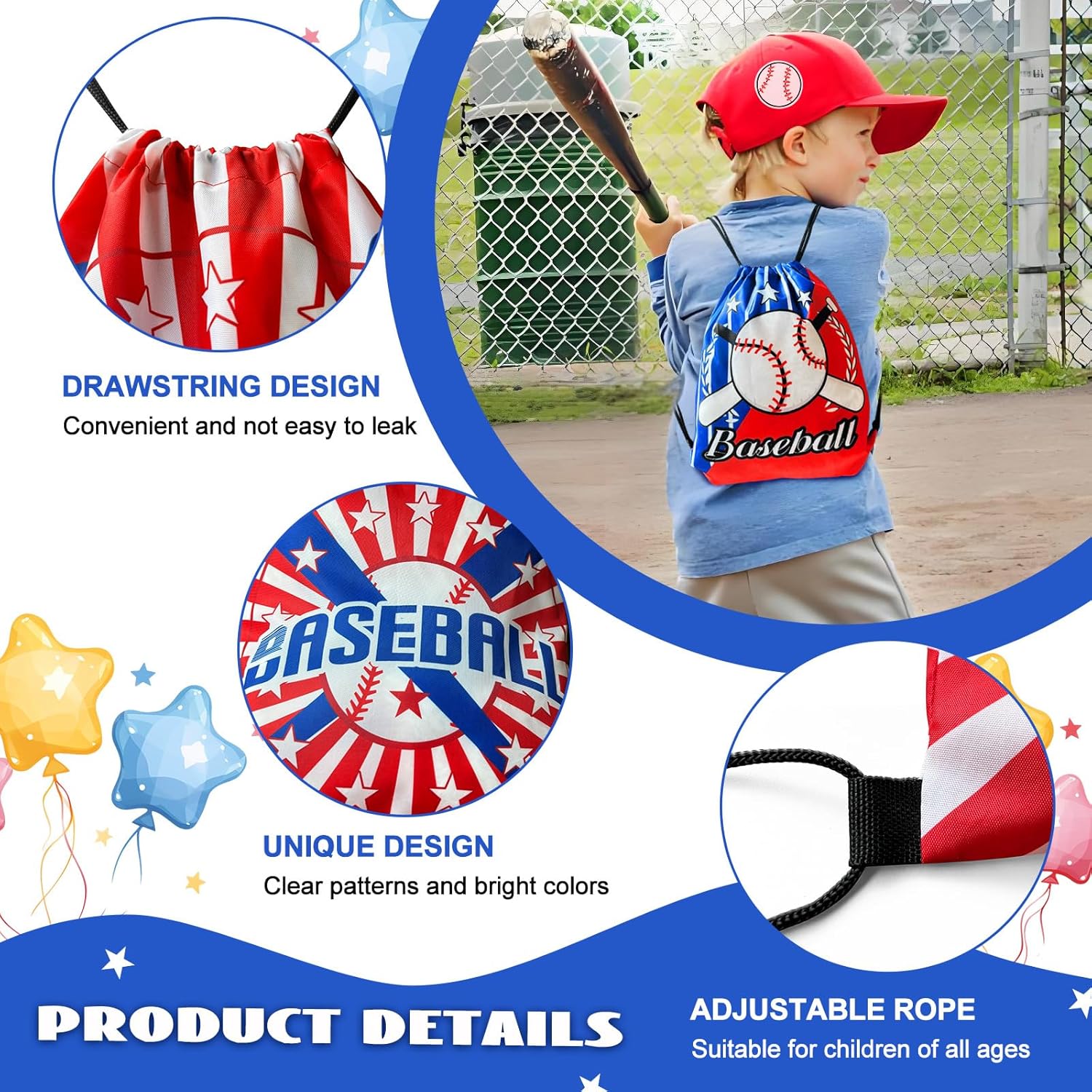 Baseball Party Favor Set, 110 Pieces With Drawstring Bags, Mini Balls, Wristbands, Slap Bracelets, Keychains And Stickers For Birthday Party Supplies
