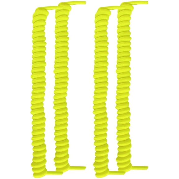 FootMatters No Tye Shoelaces Elastic Curly Stretchy For Kids and Adults - Yellow - 2 Pairs