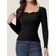 thumbnail image 2 of Suéter con cuello En Forma de Corazón Allegra K para Mujer Negro XS, 2 of 6