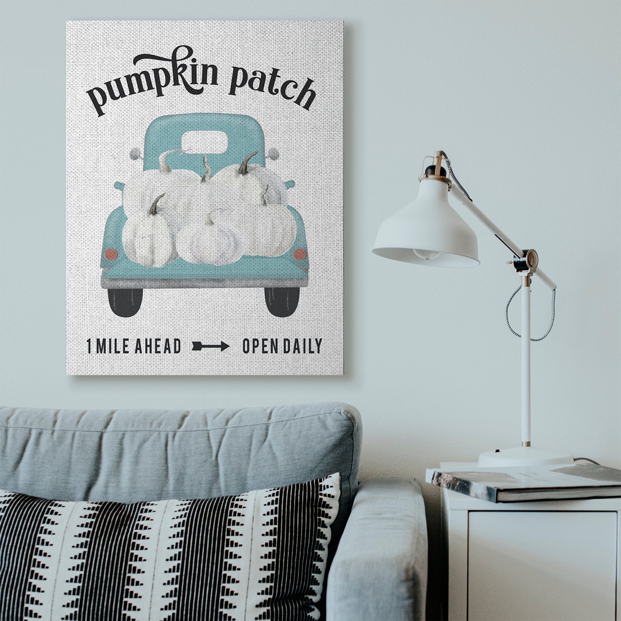 Stupell Industries Pumpkin Patch Truck Autumn Fall Seasonal Design Canvas Wall Art by Lettered and Lined