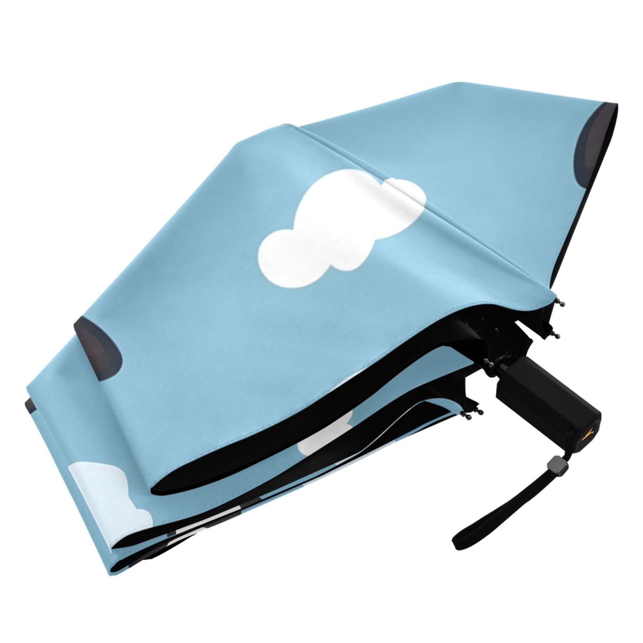 Cartoon Penguins and Cloud Compact Sun Umbrella Windproof Travel Umbrellas for Rain Strong Portable UV Protection