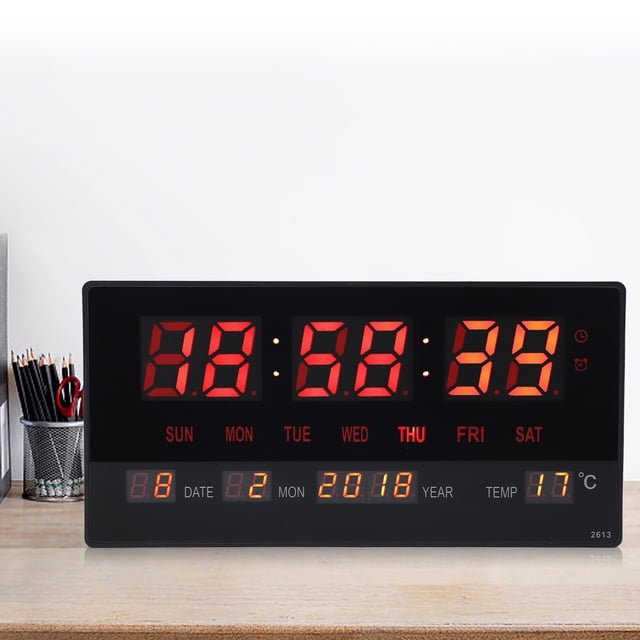 Reloj Numérico LED, Función De Hora, Reloj De Pared Digital Grande, Enchufe Estadounidense, Sincronización Precisa Segura De 100-240V Para Escritorio