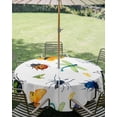 thumbnail image 3 of Outdoor Tablecloth with Umbrella Hole Zipper Spring Butterfly Dragonfly Round Tablecloth 54" Waterproof Outside Table Cloth Farmhouse Botanical Floral Patio Table Cover Tablecloths for Picnic Party, 3 of 8