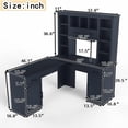 thumbnail image 2 of L-Shaped Computer Desk with 2 Cabinets and 2 Drawers, 11 Open Shelves and 1 Right Flip Shelf with Storage, with Power Outlet, for Study, Living Room and Office, 2 of 5