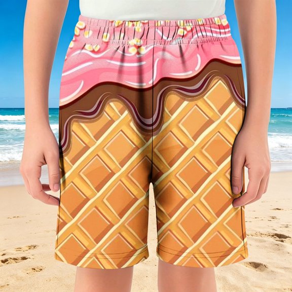 Ice Theme Casual Shorts for Kids with Elastic Waistband Lightweight Summer Shorts for Play and Everyday Wear Boys Girls High Comfort Style