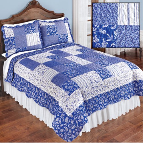 Cottage Escape Blue Floral Patchwork QuiltTwinBlue
