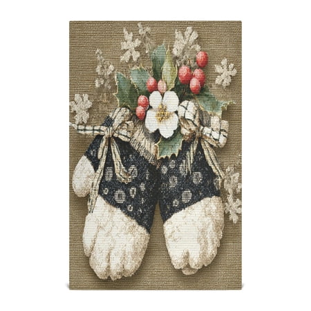 Qxltty Christmas Gloves Kitchen Towels 28 x 18 Inch Soft Cotton Linen Feel Dish Towels with Hanging Loop for Drying Cleaning & Decor