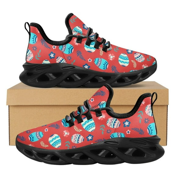 Zapatos planos transpirables para mujer, zapatillas con cordones y estampado de huevos de Pascua, calzado deportivo informal para adolescentes y estudiantes