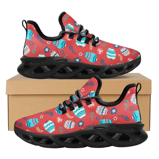 Zapatos planos transpirables para mujer, zapatillas con cordones y estampado de huevos de Pascua, calzado deportivo informal para adolescentes y estudiantes