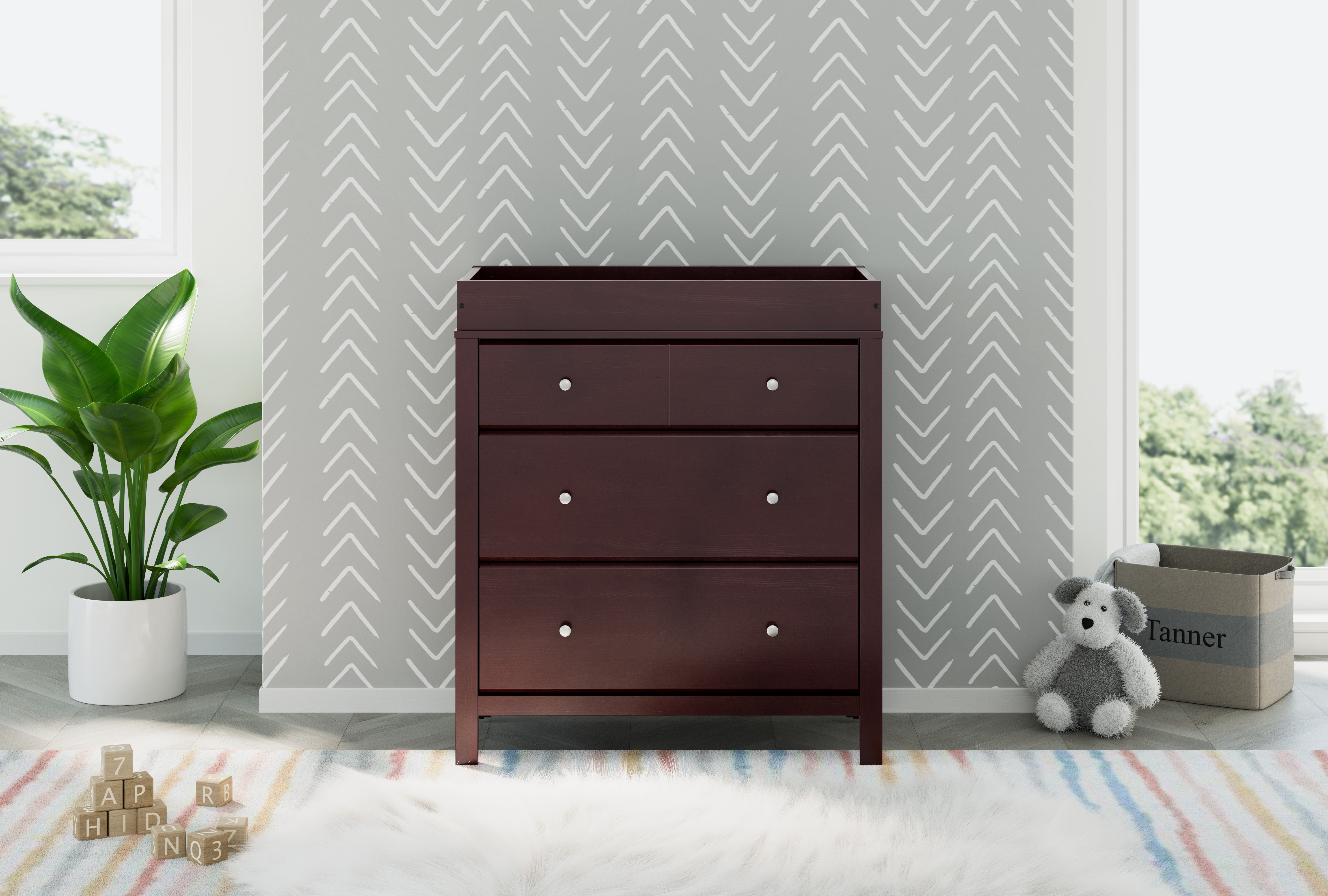 Storkcraft Horizon 3 Drawer Infant Changing Table Dresser, Espresso