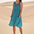thumbnail image 3 of WILLBEST Vestidos Casuales Vestido De Lino Para Mujer Vestido De Playa Informal Hasta La Rodilla Vestido Sin Mangas Vestido Casual Estampado De Verano Con Bolsillos 2899, 3 of 3