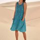 thumbnail image 3 of WILLBEST Vestidos Casuales Vestido De Lino Para Mujer Vestido De Playa Informal Hasta La Rodilla Vestido Sin Mangas Vestido Casual Estampado De Verano Con Bolsillos 2901, 3 of 3