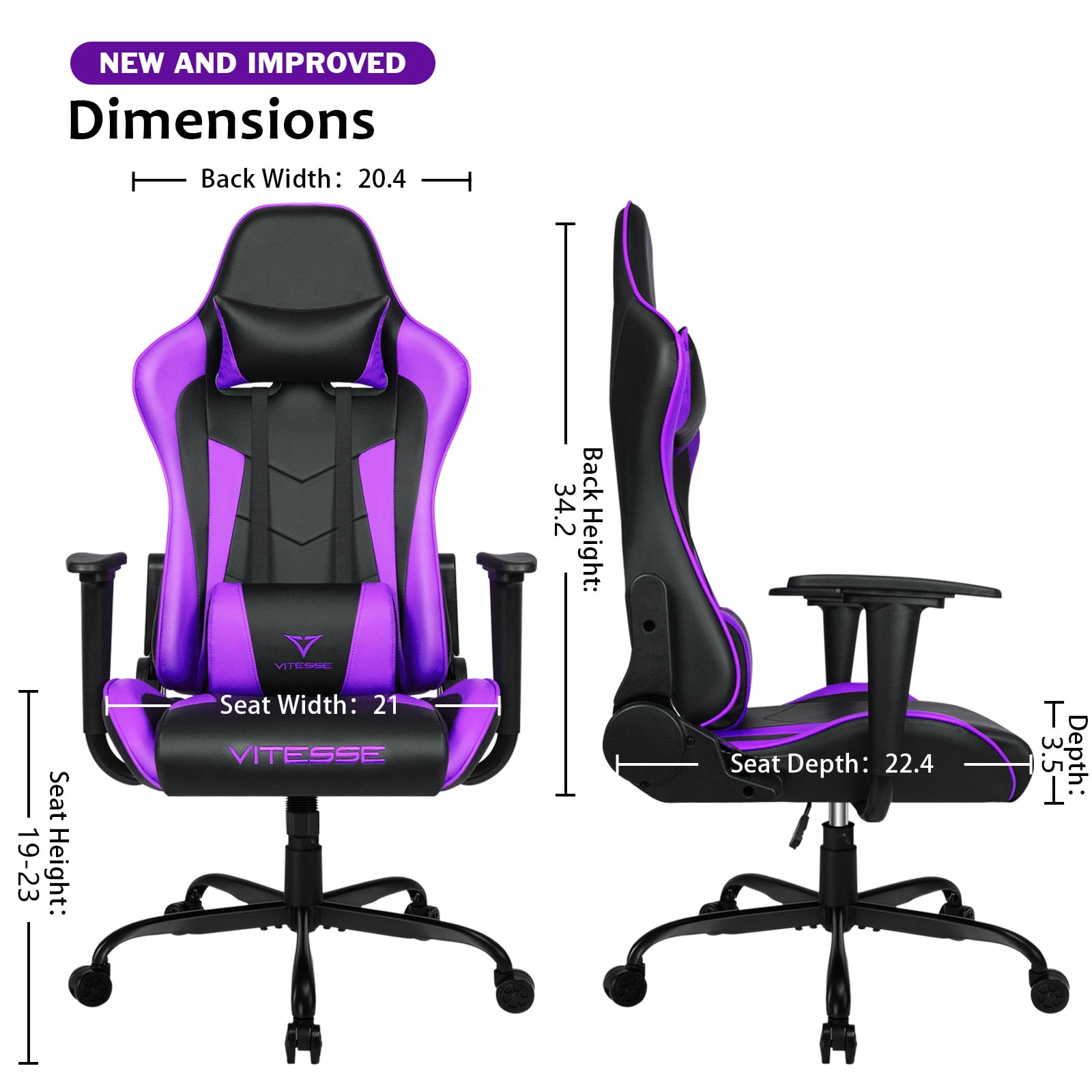 Waleaf Ergonomic Adult Gamer Chair, 330 lb Computer Chair, Racing Gaming Office Chair, Gamer Height Adjustable Swivel Chair with Lumbar Support and Headrest
